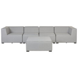 Beliani Garden Sofa With Ottoman 4 Seater Arezzo Modular Light Grey - thumbnail 1