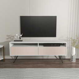 Decorotika Flay Modern Tv Stand Tv Unit For Tvs Up To 65 Inch White&beige