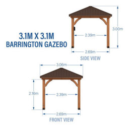 Backyard Discovery Barrington Cedar Wood Outdoor Patio Gazebo With Powerport 3M X 3M (10Ft X 10Ft) - thumbnail 3