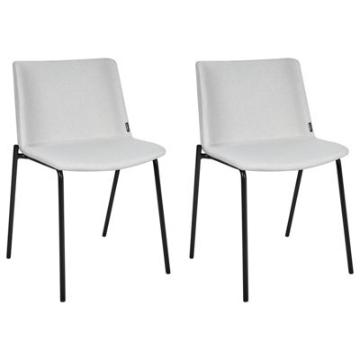 Beliani Set Of 2 Dining Chairs Esbon Fabric Light Grey - image 1