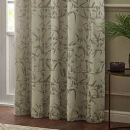 Paoletti Bamboo Fully Lined Jacquard Eyelet Curtains, Champagne - thumbnail 4