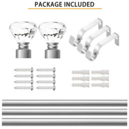 Ameha Plain Sapphire Crystal Metal Curtain Pole 120-210 Cm, (48-84 Inches) Chrome Extendable Adjustable Curtain Poles - thumbnail 6
