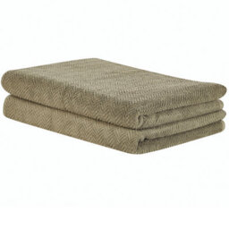 Beliani Set Of 2 Towels Mitiaro Terry Cotton Olive Green - thumbnail 1