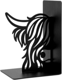 CKB Ltd Set Of 2 Highland Cow Bookends, Cute 3D Book Ends For Shelves Black - thumbnail 3