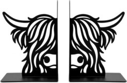 CKB Ltd Set Of 2 Highland Cow Bookends, Cute 3D Book Ends For Shelves Black - thumbnail 2