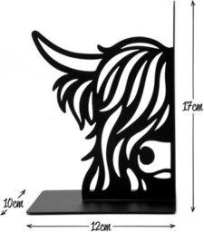 CKB Ltd Set Of 2 Highland Cow Bookends, Cute 3D Book Ends For Shelves Black - thumbnail 6