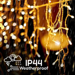 The Magic Toy Shop 200 Led Christmas Lights Icicle Warm White & White Snowing Chaser Timer Outdoor - thumbnail 3