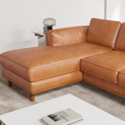 Valencia Artisan Top Grain Leather Three Seats With Left Chaise Sofa Cognac Alder Wood Legs And Frame - thumbnail 5