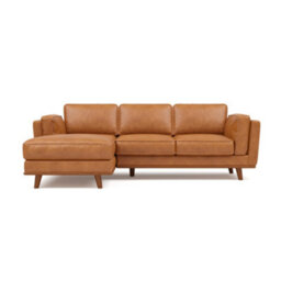 Valencia Artisan Top Grain Leather Three Seats With Left Chaise Sofa Cognac Alder Wood Legs And Frame - thumbnail 6