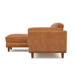 Valencia Artisan Top Grain Leather Three Seats With Left Chaise Sofa Cognac Alder Wood Legs And Frame - thumbnail 7