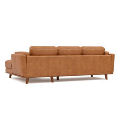 Valencia Artisan Top Grain Leather Three Seats With Left Chaise Sofa Cognac Alder Wood Legs And Frame - thumbnail 8
