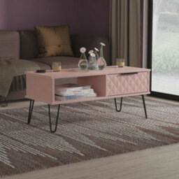 Anzio Matt Kobe Pink 1 Drawer Non-Extendable Coffee Table (H)925mm (W)407mm (D)410mm - thumbnail 1