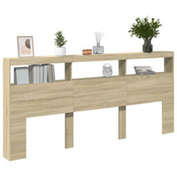 Berkfield Headboard Cabinet With Led Sonoma Oak 220X17X102 Cm - thumbnail 5