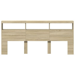 Berkfield Headboard Cabinet With Led Sonoma Oak 220X17X102 Cm - thumbnail 6