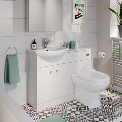 Affine Toilet & Vanity Unit Bathroom Suite Basin Sink Cabinet Furniture Modern White - image 1