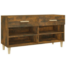 Berkfield Shoe Cabinet Smoked Oak 102X35X55 Cm Engineered Wood - thumbnail 2