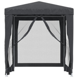 Walplus Party Tent Garden Gazebo Canopy With 4 Mesh Sidewalls Anthracite 2X2 M Hdpe - thumbnail 3