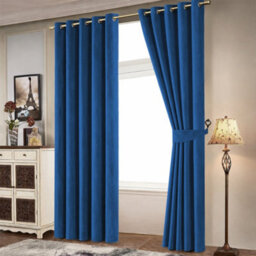 Bedlooms Navy Crushed Velvet Curtains Blackout Thermal Insulated Eyelet Curtain (Pair) 66 X 72 Inches With Tie Back Two - thumbnail 9