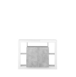 FurniComp LTD Furnicomp Viola 2 Door White Gloss And Concrete Grey Small Sideboard - thumbnail 2