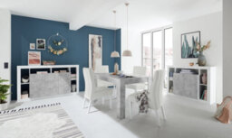 FurniComp LTD Furnicomp Viola 2 Door White Gloss And Concrete Grey Small Sideboard - thumbnail 4