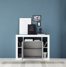 FurniComp LTD Furnicomp Viola 2 Door White Gloss And Concrete Grey Small Sideboard - thumbnail 3