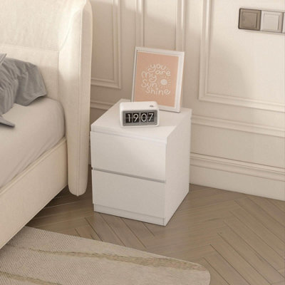 Home Source Lugano White 2 Drawer Bedside Table High Gloss Drawer Fronts - image 1