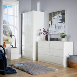 Home Source Lugano White 2 Drawer Bedside Table High Gloss Drawer Fronts - thumbnail 8