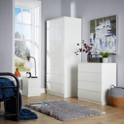 Home Source Lugano White 2 Drawer Bedside Table High Gloss Drawer Fronts - thumbnail 9