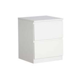 Home Source Lugano White 2 Drawer Bedside Table High Gloss Drawer Fronts - thumbnail 6