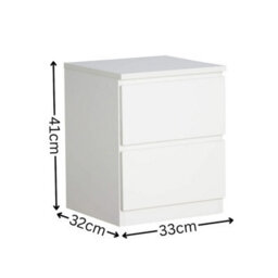 Home Source Lugano White 2 Drawer Bedside Table High Gloss Drawer Fronts - thumbnail 7