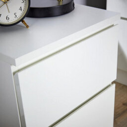 Home Source Lugano White 2 Drawer Bedside Table High Gloss Drawer Fronts - thumbnail 4
