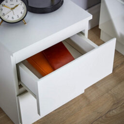 Home Source Lugano White 2 Drawer Bedside Table High Gloss Drawer Fronts - thumbnail 5