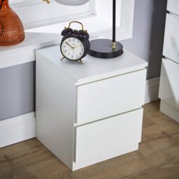 Home Source Lugano White 2 Drawer Bedside Table High Gloss Drawer Fronts - thumbnail 2