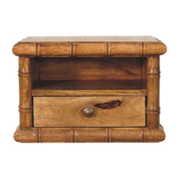 Artisan Furniture Solid Wood Bamboo Open Bedside In Amber Oak Finish, 1 Drawer With Open Shelf, Brown - thumbnail 2
