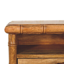 Artisan Furniture Solid Wood Bamboo Open Bedside In Amber Oak Finish, 1 Drawer With Open Shelf, Brown - thumbnail 3