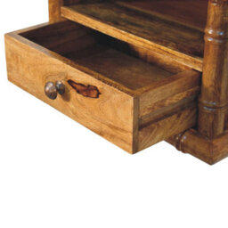 Artisan Furniture Solid Wood Bamboo Open Bedside In Amber Oak Finish, 1 Drawer With Open Shelf, Brown - thumbnail 6