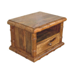 Artisan Furniture Solid Wood Bamboo Open Bedside In Amber Oak Finish, 1 Drawer With Open Shelf, Brown - thumbnail 4