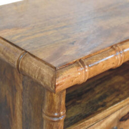 Artisan Furniture Solid Wood Bamboo Open Bedside In Amber Oak Finish, 1 Drawer With Open Shelf, Brown - thumbnail 5