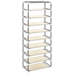 Berkfield Shoe Cabinet With Cover Cream 57X29X162 Cm Fabric - thumbnail 7