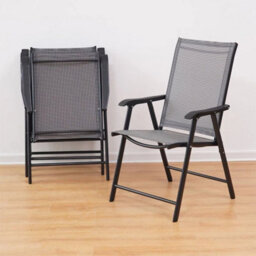 Set Of 2 Folding Garden Patio Chairs Outdoor Lounge Armchair Dining Chair - thumbnail 1