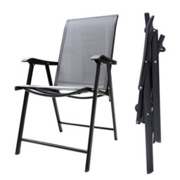Set Of 2 Folding Garden Patio Chairs Outdoor Lounge Armchair Dining Chair - thumbnail 5