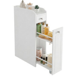 Vasagle Small Bathroom Cabinet, Slim Bathroom Storage Unit, Bathroom Organiser, Freestanding Toilet Paper Storage Cabinet - thumbnail 9