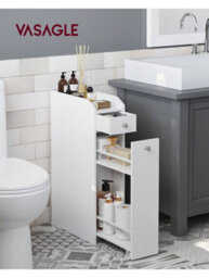 Vasagle Small Bathroom Cabinet, Slim Bathroom Storage Unit, Bathroom Organiser, Freestanding Toilet Paper Storage Cabinet