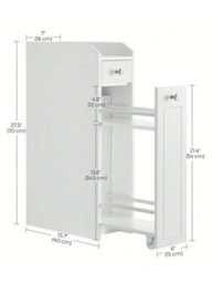 LEDREM Small Bathroom Cabinet, Slim Bathroom Storage Unit, Bathroom Organiser, Freestanding Toilet Paper Storage Cabinet - thumbnail 6
