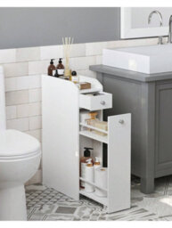 LEDREM Small Bathroom Cabinet, Slim Bathroom Storage Unit, Bathroom Organiser, Freestanding Toilet Paper Storage Cabinet - thumbnail 2