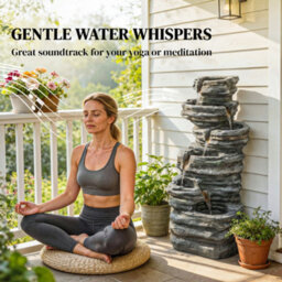 Outsunny Outdoor Fountain, Resin Freestanding Garden Fountain, Grey - thumbnail 6