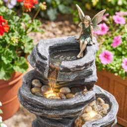 Outsunny Outdoor Fountain, Resin Freestanding Garden Fountain, Grey - thumbnail 8