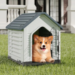 Puppy Cage Kennel Plastic Dog House With Metal Lockable Door - thumbnail 3