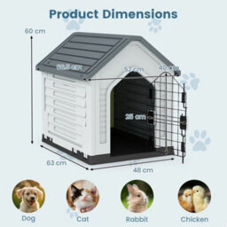 Puppy Cage Kennel Plastic Dog House With Metal Lockable Door - thumbnail 2