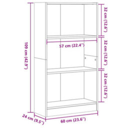 Berkfield Versatile Bookcase Grey Sonoma 60X24X109 Cm Engineered Wood - thumbnail 9